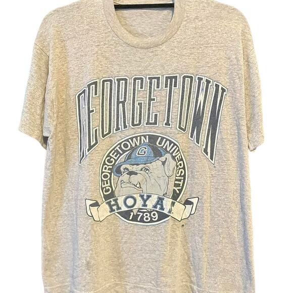 Vintage 90s Georgetown University Hoyas Bulldog Single Stitch Shirt Adult Large - Picture 1 of 3
